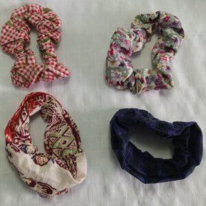 Kit C : 4 Hair scrunchies/hair accessories/dance accessories Handmade